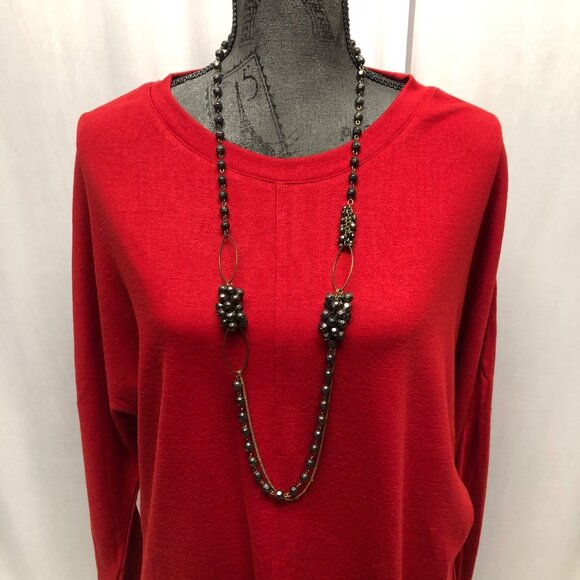 Red Long Sleeve Relaxed Fit Top Womens Size 2X Casual Comfy NEW - Picture 2 of 9